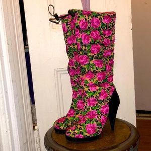 Betseyville knee-high leopard floral print boot